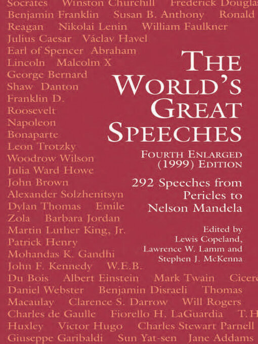 Title details for The World's Great Speeches by Lewis Copeland - Available